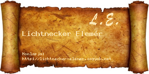 Lichtnecker Elemér névjegykártya